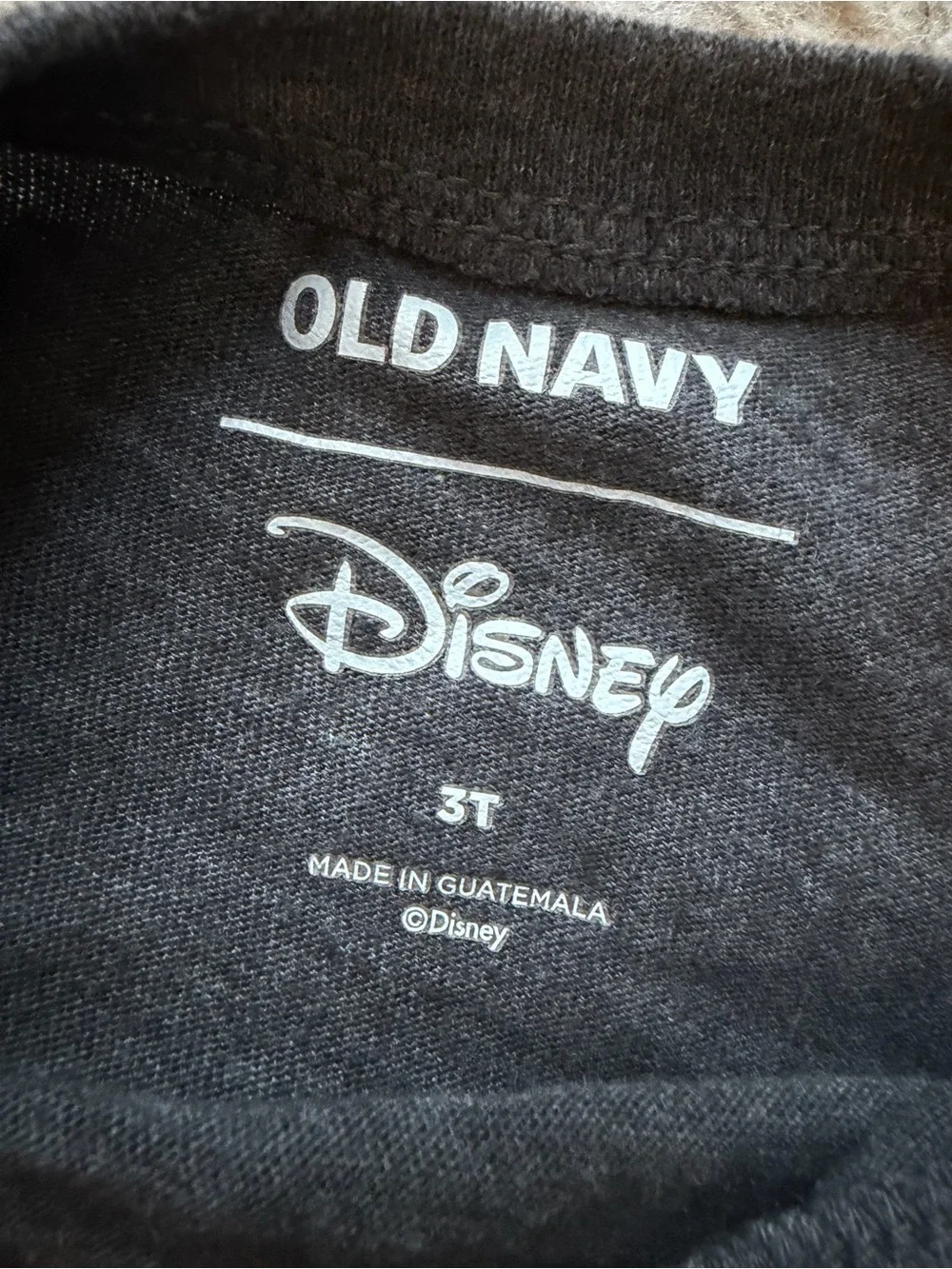Old Navy Charcoal Mickey Mouse Tee with Red and Yellow Graphic